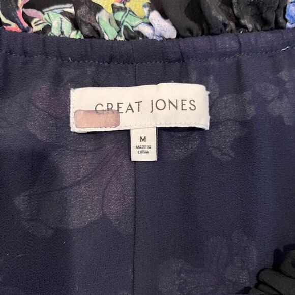 Great Jones Navy Floral Halter Maxi Dress Pockets Women's Size Medium - Picture 8 of 15